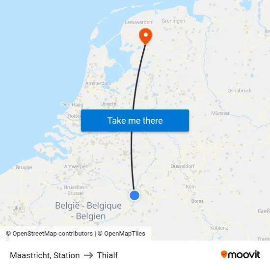 Maastricht, Station to Thialf map