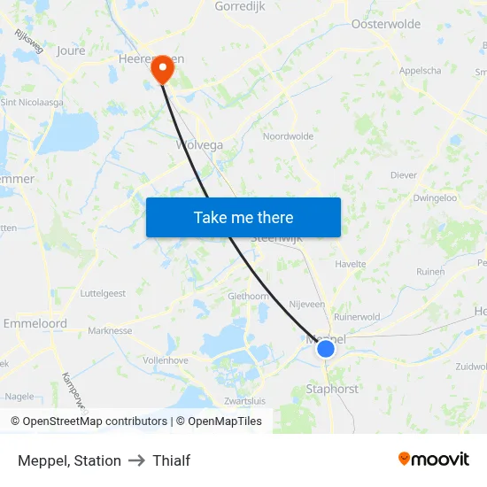 Meppel, Station to Thialf map