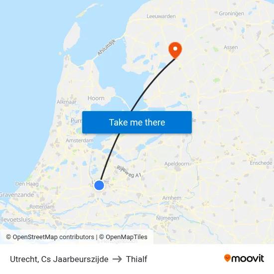 Utrecht, Cs Jaarbeurszijde to Thialf map