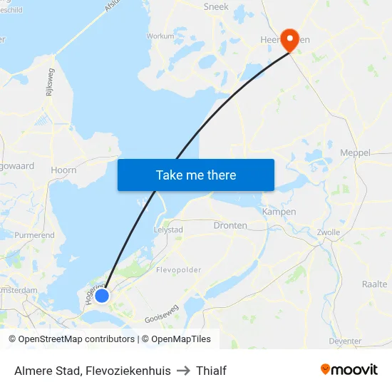 Almere Stad, Flevoziekenhuis to Thialf map