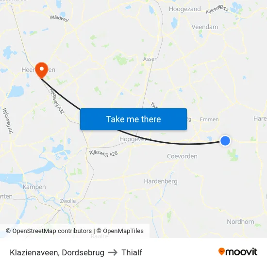 Klazienaveen, Dordsebrug to Thialf map