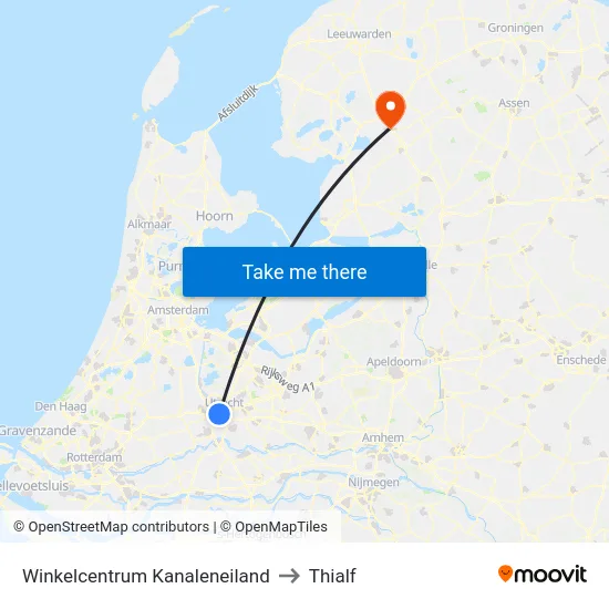 Winkelcentrum Kanaleneiland to Thialf map