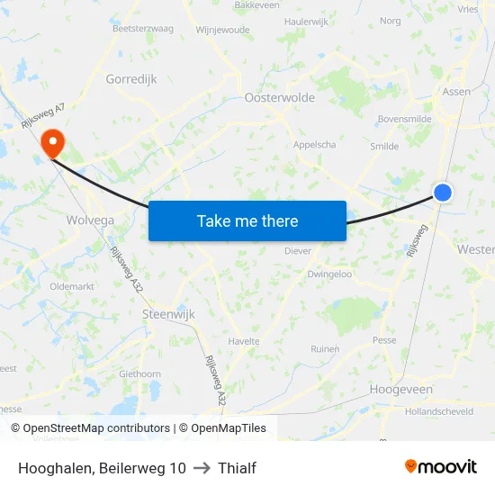 Hooghalen, Beilerweg 10 to Thialf map