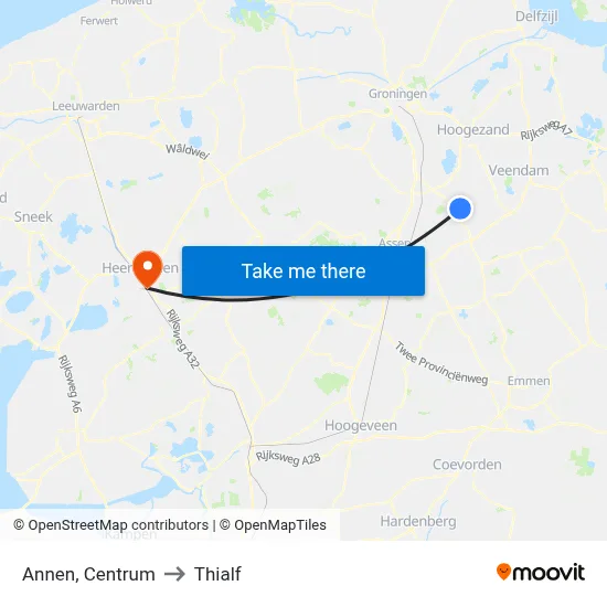 Annen, Centrum to Thialf map