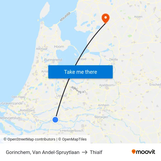 Gorinchem, Van Andel-Spruytlaan to Thialf map
