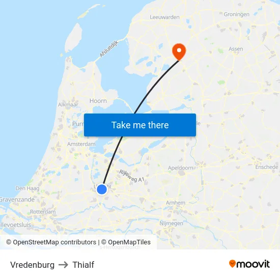 Vredenburg to Thialf map