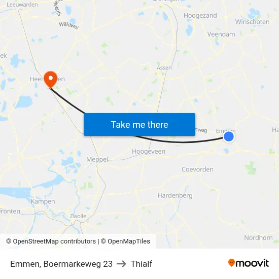 Emmen, Boermarkeweg 23 to Thialf map