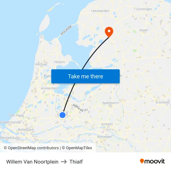 Willem Van Noortplein to Thialf map