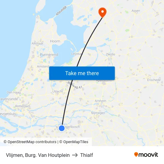 Vlijmen, Burg. Van Houtplein to Thialf map