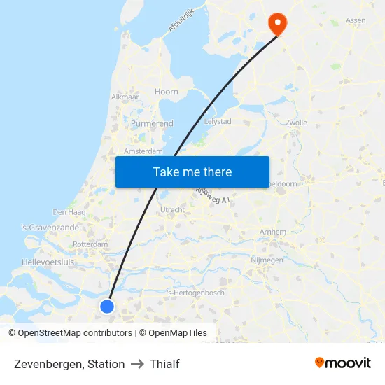 Zevenbergen, Station to Thialf map