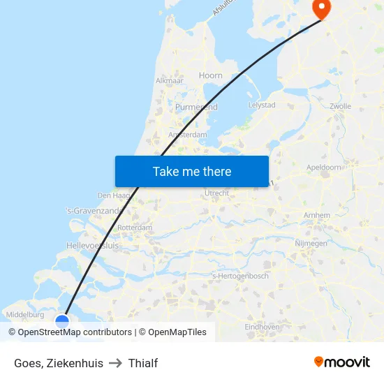 Goes, Ziekenhuis to Thialf map