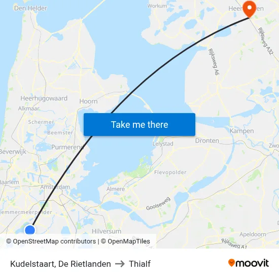 Kudelstaart, De Rietlanden to Thialf map