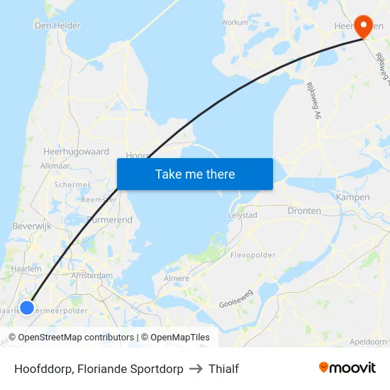 Hoofddorp, Floriande Sportdorp to Thialf map