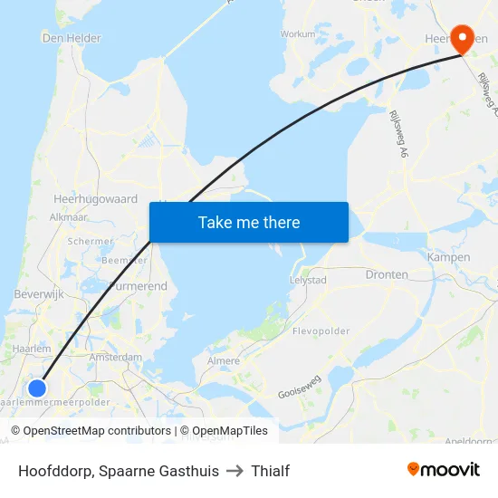 Hoofddorp, Spaarne Gasthuis to Thialf map