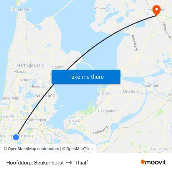 Hoofddorp, Beukenhorst to Thialf map