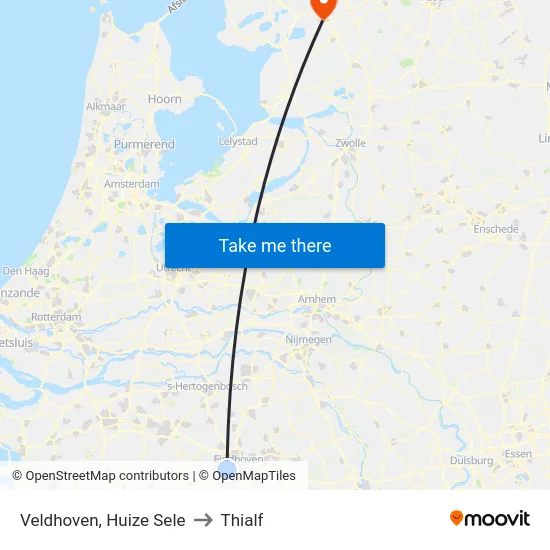 Veldhoven, Huize Sele to Thialf map