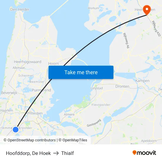 Hoofddorp, De Hoek to Thialf map