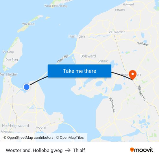 Westerland, Hollebalgweg to Thialf map