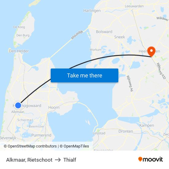 Alkmaar, Rietschoot to Thialf map