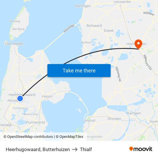 Heerhugowaard, Butterhuizen to Thialf map