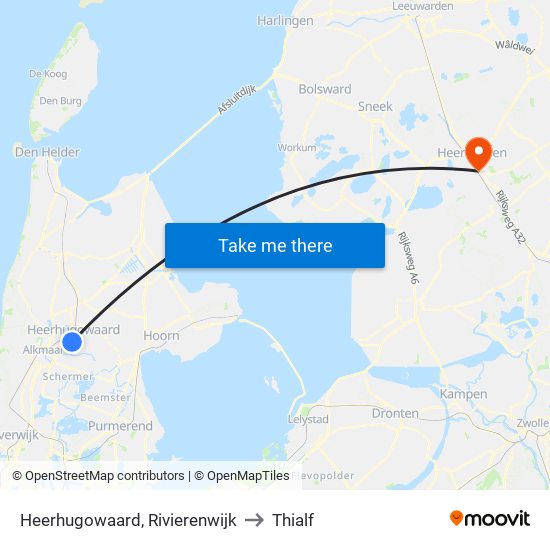 Heerhugowaard, Rivierenwijk to Thialf map