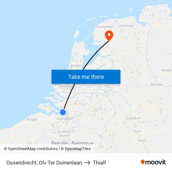 Ossendrecht, Olv Ter Duinenlaan to Thialf map