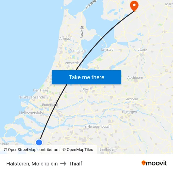 Halsteren, Molenplein to Thialf map