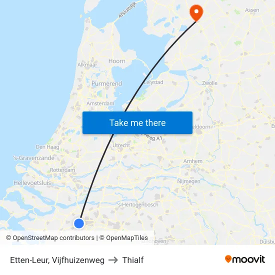 Etten-Leur, Vijfhuizenweg to Thialf map