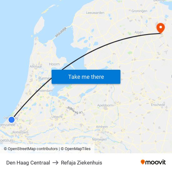 Den Haag Centraal to Refaja Ziekenhuis map