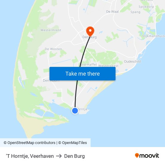 'T Horntje, Veerhaven to Den Burg map