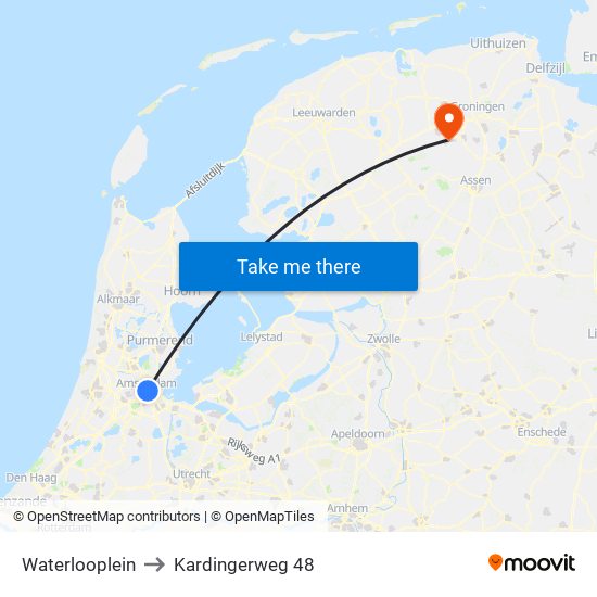 Waterlooplein to Kardingerweg 48 map