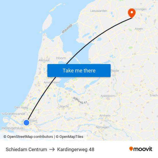 Schiedam Centrum to Kardingerweg 48 map