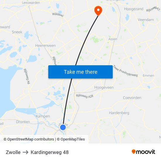 Zwolle to Kardingerweg 48 map