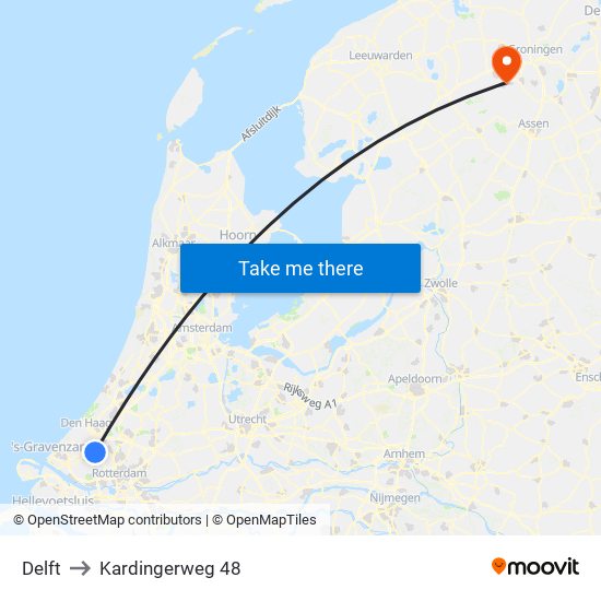 Delft to Kardingerweg 48 map