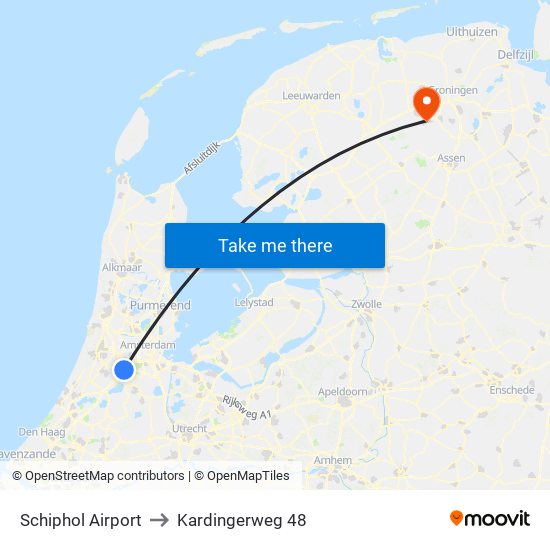 Schiphol Airport to Kardingerweg 48 map