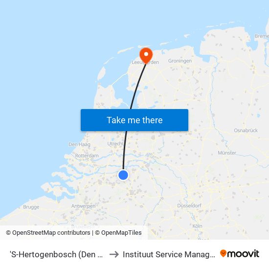 'S-Hertogenbosch (Den Bosch) to Instituut Service Management map