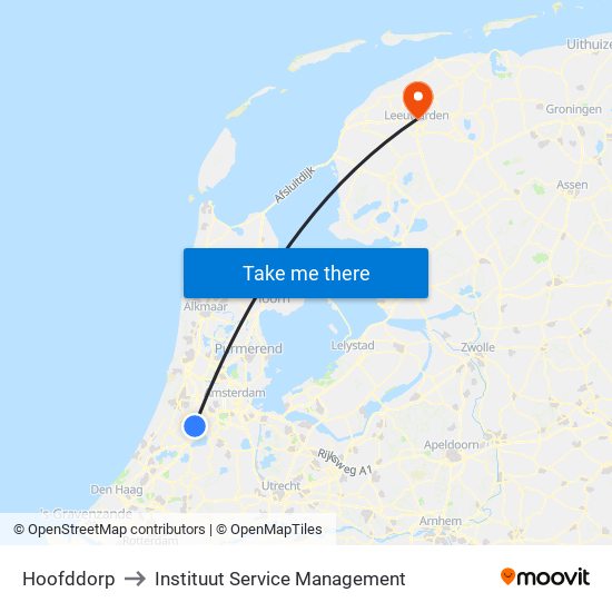 Hoofddorp to Instituut Service Management map