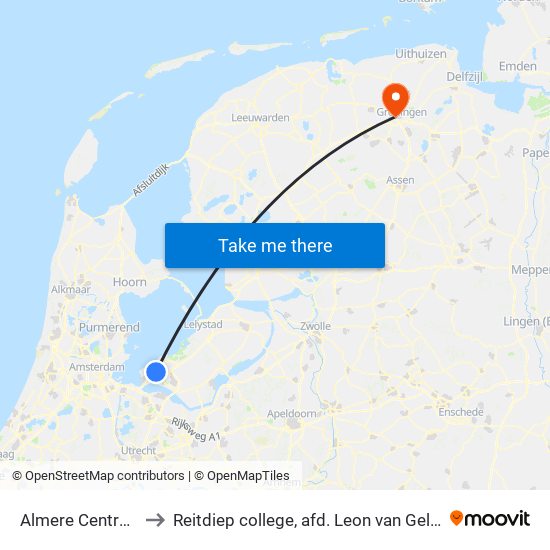 Almere Centrum to Reitdiep college, afd. Leon van Gelder map