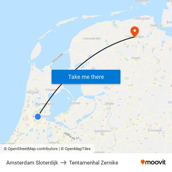Amsterdam Sloterdijk to Tentamenhal Zernike map