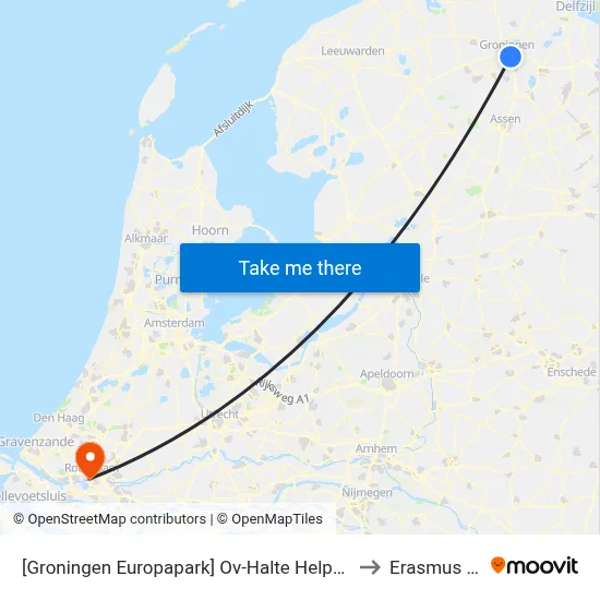 [Groningen Europapark] Ov-Halte Helperzoom to Erasmus MC map