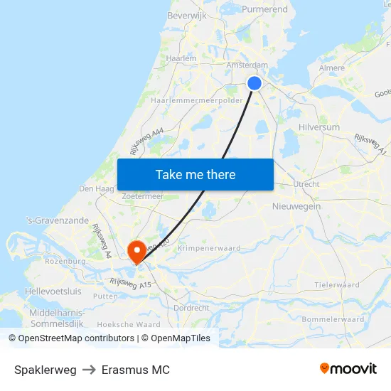 Spaklerweg to Erasmus MC map