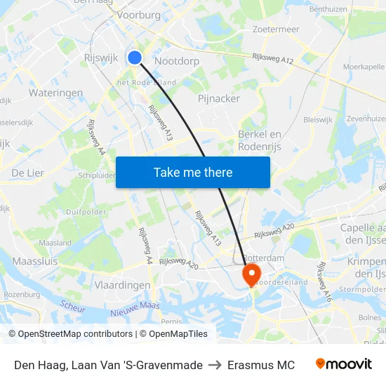 Den Haag, Laan Van 'S-Gravenmade to Erasmus MC map