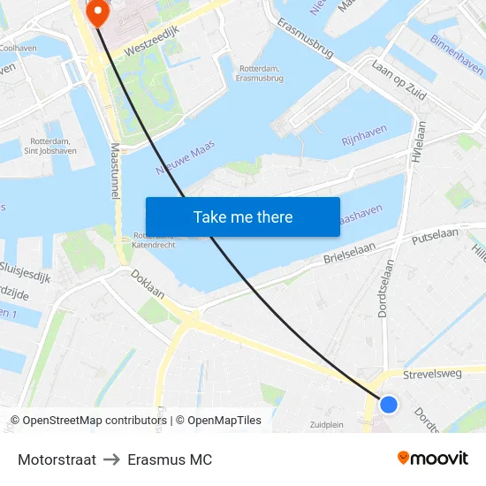 Motorstraat to Erasmus MC map