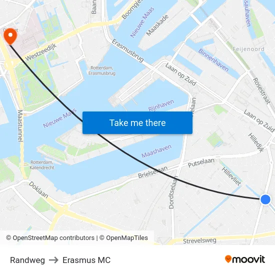 Randweg to Erasmus MC map