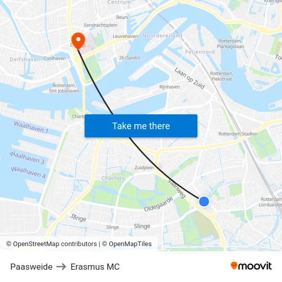 Paasweide to Erasmus MC map