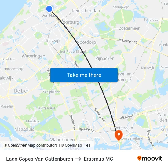 Laan Copes Van Cattenburch to Erasmus MC map