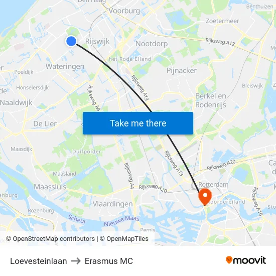 Loevesteinlaan to Erasmus MC map