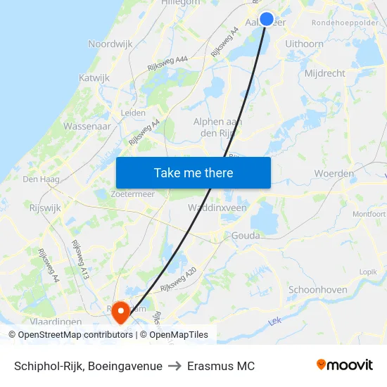 Schiphol-Rijk, Boeingavenue to Erasmus MC map