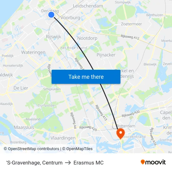 'S-Gravenhage, Centrum to Erasmus MC map