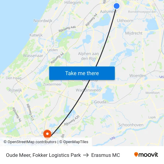 Oude Meer, Fokker Logistics Park to Erasmus MC map